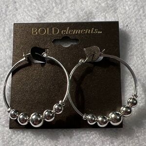 3/$18 BOLD elements Silver Beaded Hoop Earrings Lot 186